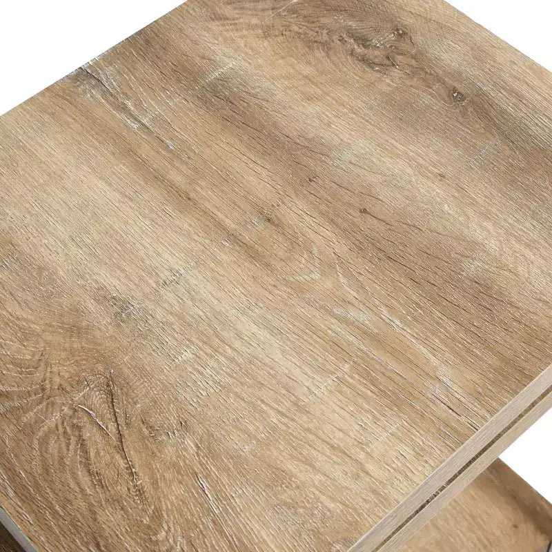 Rectangular Side End Table with Storage Shelves