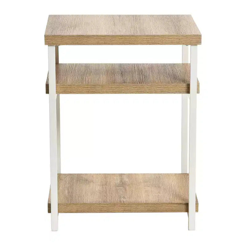 Rectangular Side End Table with Storage Shelves