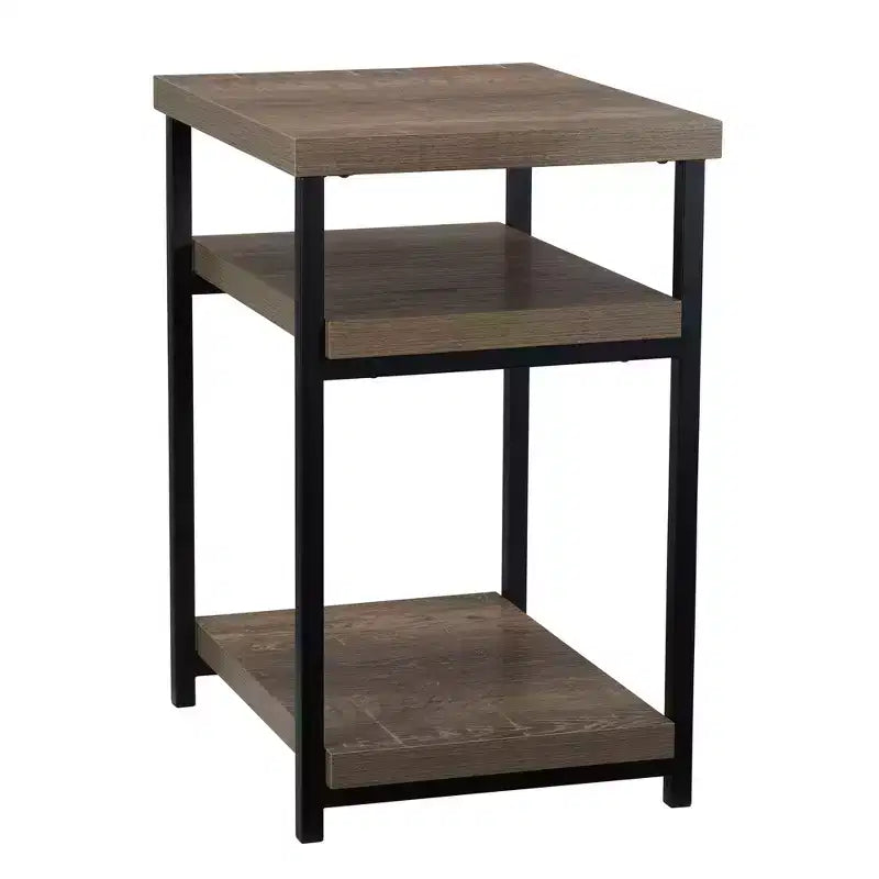 Jamestown Rectangular Side End Table with Storage Shelves