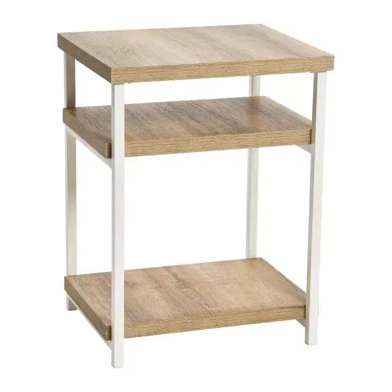 Rectangular Side End Table with Storage Shelves