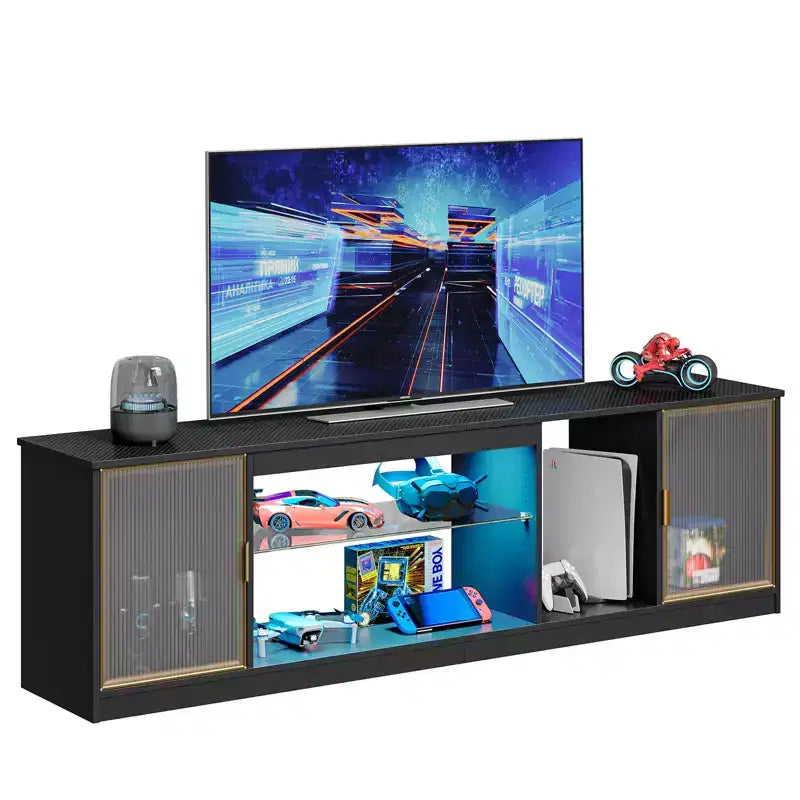 LED TV Stand for TVs up to 75 - Entertainment Center with Drawer & Storage Shelves