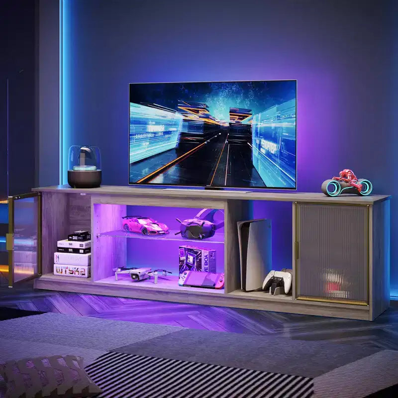 LED TV Stand for TVs up to 75 - Entertainment Center with Drawer & Storage Shelves