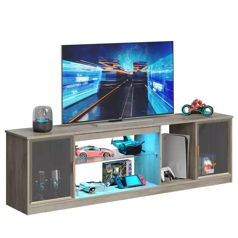LED TV Stand for TVs up to 75 - Entertainment Center with Drawer & Storage Shelves