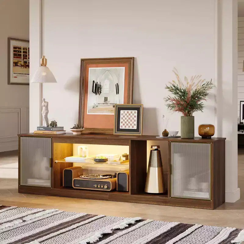 LED TV Stand for TVs up to 75 - Entertainment Center with Drawer & Storage Shelves