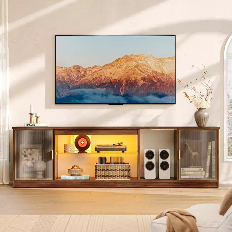 LED TV Stand for TVs up to 75 - Entertainment Center with Drawer & Storage Shelves
