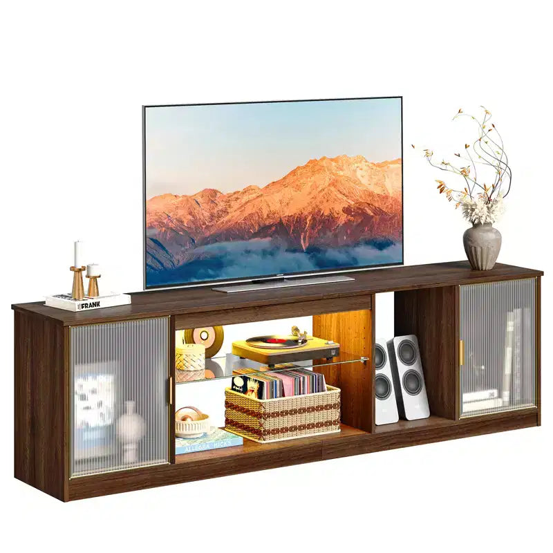 LED TV Stand for TVs up to 75 - Entertainment Center with Drawer & Storage Shelves