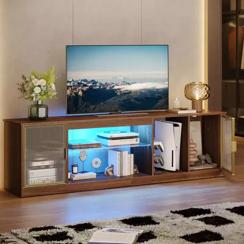 Bestier LED TV Stand for TVs up to 75, Entertainment Center with Drawer & Storage Shelves
