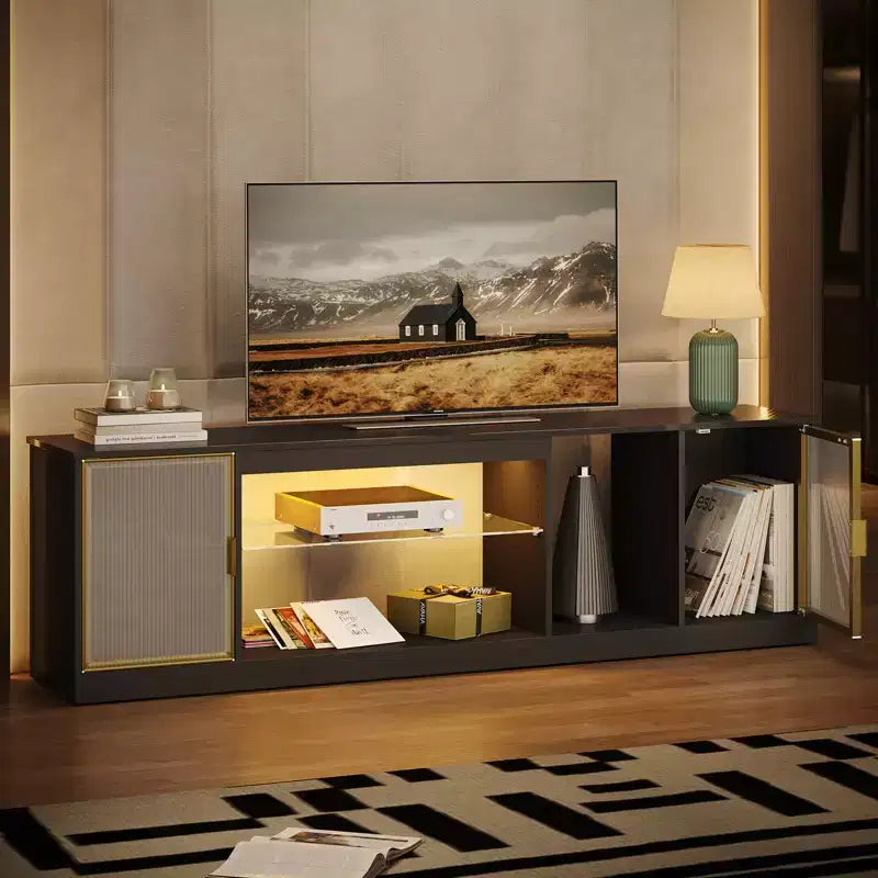 LED TV Stand for TVs up to 75 - Entertainment Center with Drawer & Storage Shelves
