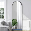 PexFix 23 in W x 67 in H Oversized Arch Wood Full Length Black Wall Mounted Standing Mirror Floor Mirror