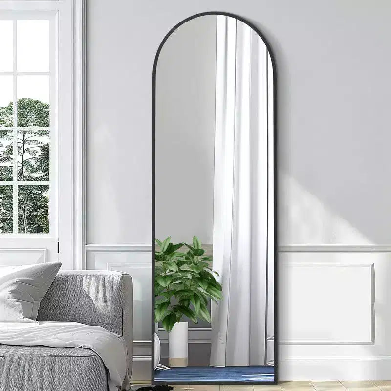 PexFix 23 in W x 67 in H Oversized Arch Wood Full Length Black Wall Mounted Standing Mirror Floor Mirror