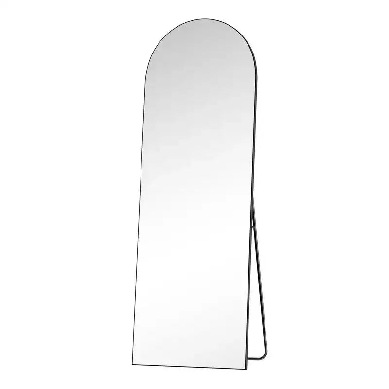 23 in W x 67 in H Oversized Carved Arch Wood Full Length Black Wall Mounted Standing Mirror