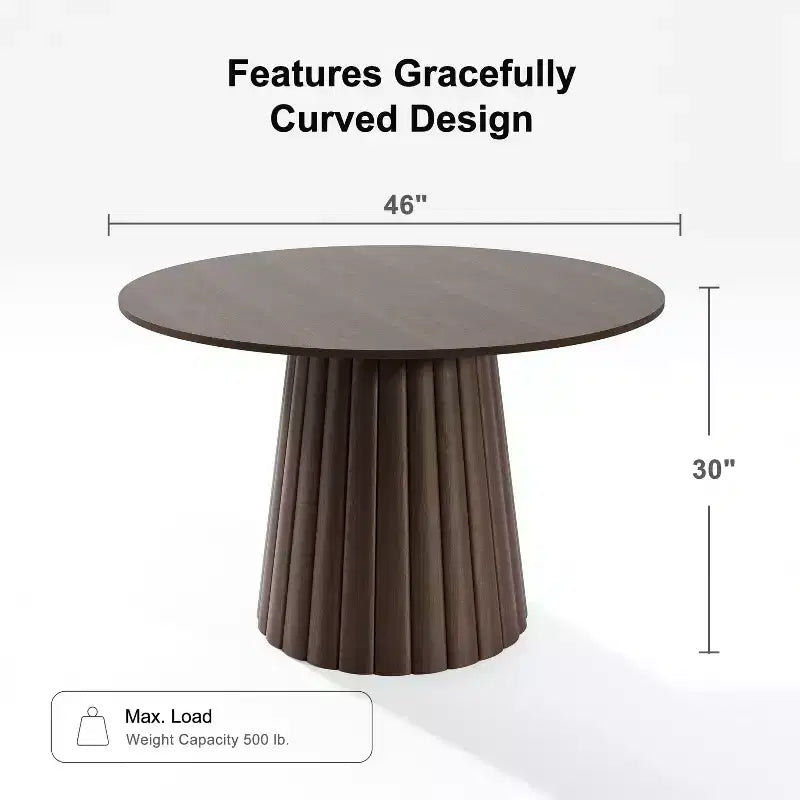 46" Round Solid Wood Dining Table