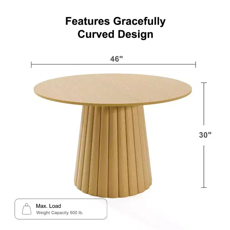 46" Round Solid Wood Dining Table