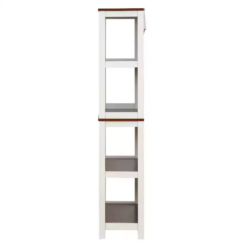 4-Shelf 59.5 H x 31.38 W Cherry and White Manufactured Wood Bookcase Brown