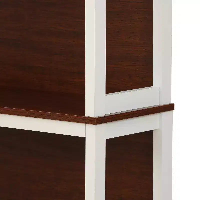 4-Shelf 59.5 H x 31.38 W Cherry and White Manufactured Wood Bookcase Brown