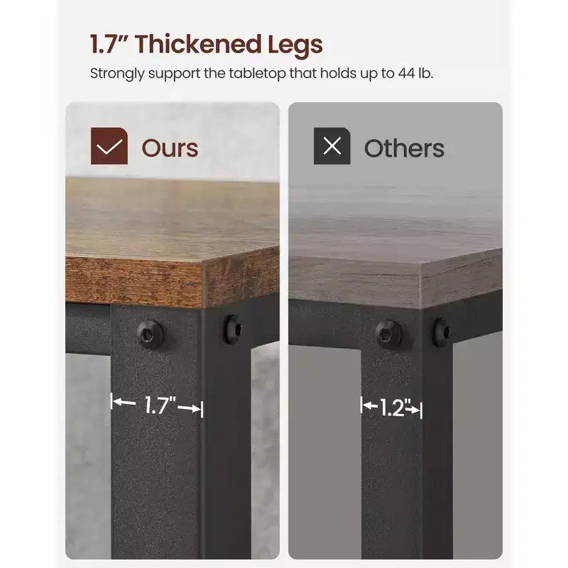 Console Table, 2-Tier Entryway Table with Mesh Shelf, Narrow Sofa Table, Steel Frame, Adjustable Feet, Rustic Brown and Black