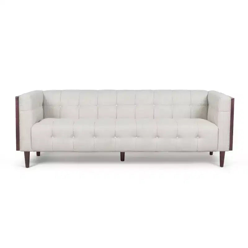 Contemporary 89.75" Fabric/Boucle Tufted 3-Seater Sofa