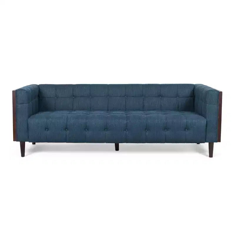 Contemporary 89.75" Fabric/Boucle Tufted 3-Seater Sofa