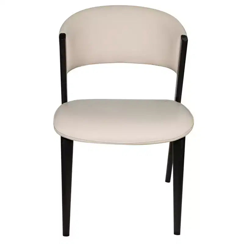 Upholstered Dining Chair in Leather Seats with Black Iron Frame and Legs, Modern Kitchen, Dining Room, Cafe Seating
