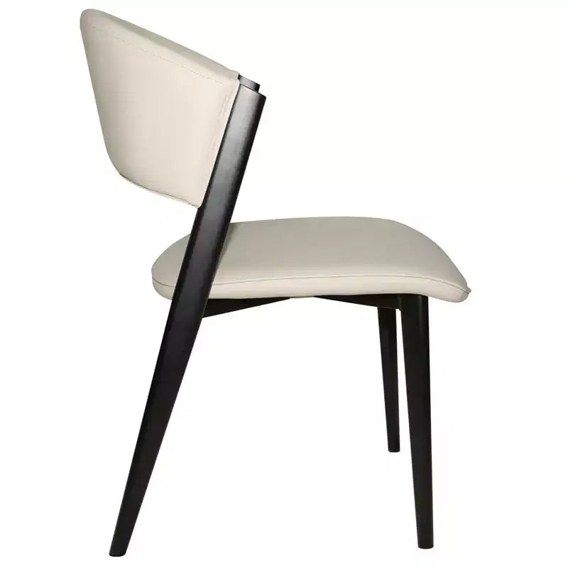 Upholstered Dining Chair in Leather Seats with Black Iron Frame and Legs, Modern Kitchen, Dining Room, Cafe Seating