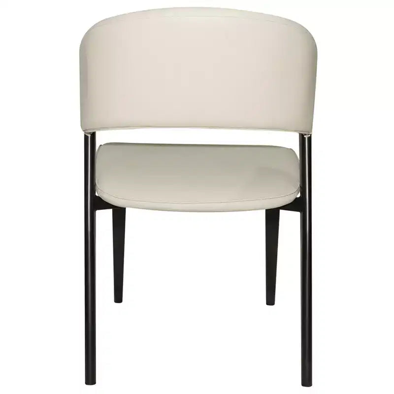 Upholstered Dining Chair in Leather Seats with Black Iron Frame and Legs, Modern Kitchen, Dining Room, Cafe Seating