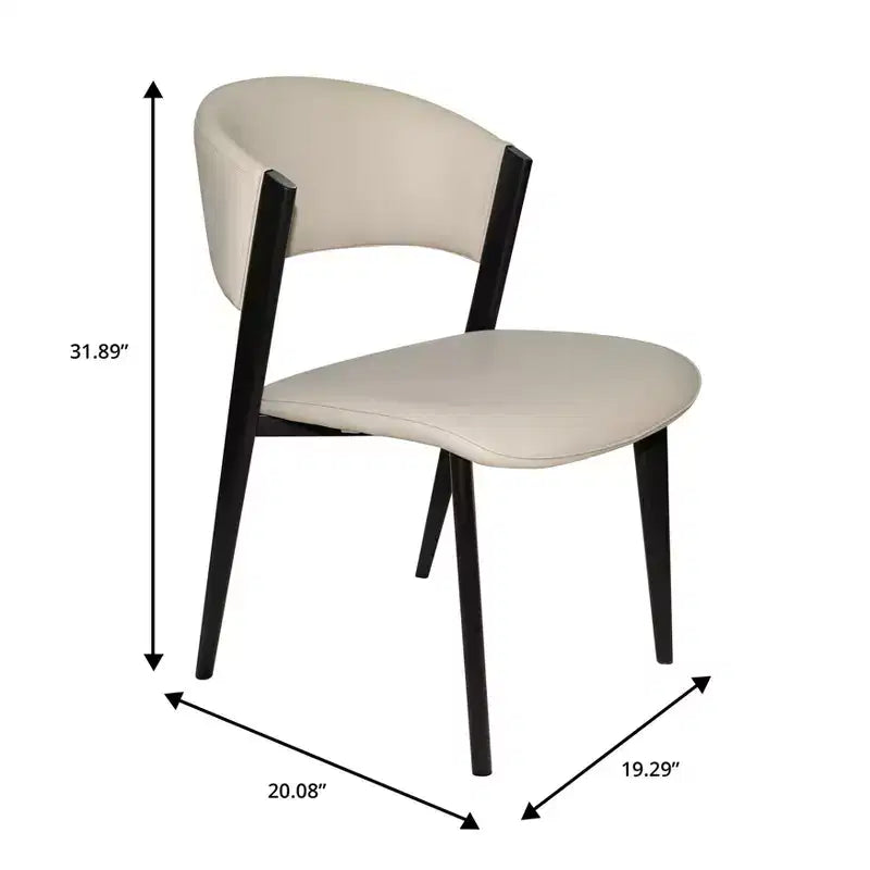 Upholstered Dining Chair in Leather Seats with Black Iron Frame and Legs, Modern Kitchen, Dining Room, Cafe Seating