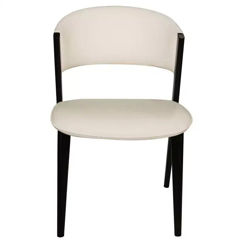 Upholstered Dining Chair in Leather Seats with Black Iron Frame and Legs, Modern Kitchen, Dining Room, Cafe Seating