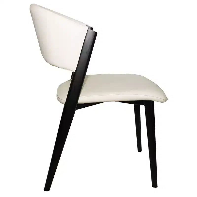 Upholstered Dining Chair in Leather Seats with Black Iron Frame and Legs, Modern Kitchen, Dining Room, Cafe Seating