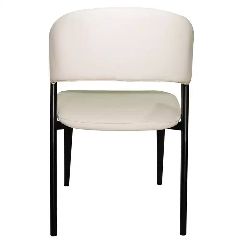 Upholstered Dining Chair in Leather Seats with Black Iron Frame and Legs, Modern Kitchen, Dining Room, Cafe Seating