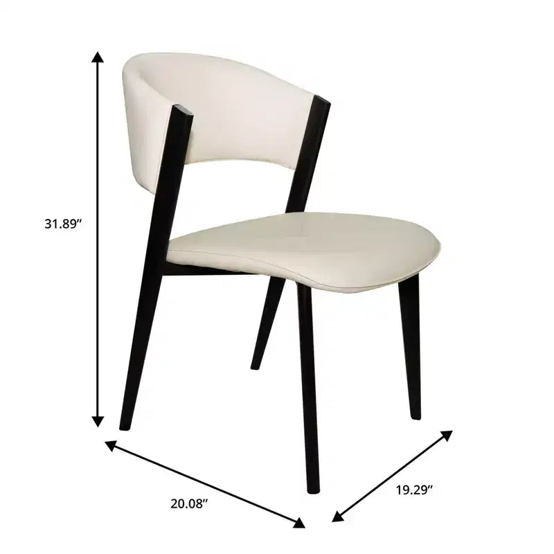 Upholstered Dining Chair in Leather Seats with Black Iron Frame and Legs, Modern Kitchen, Dining Room, Cafe Seating
