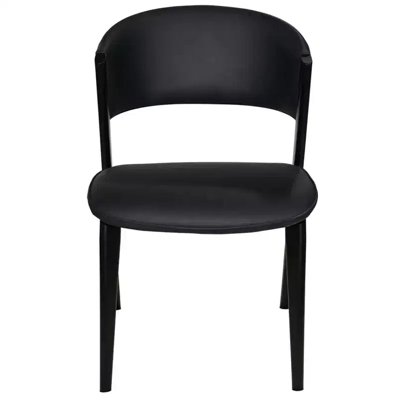 Upholstered Dining Chair in Leather Seats with Black Iron Frame and Legs, Modern Kitchen, Dining Room, Cafe Seating