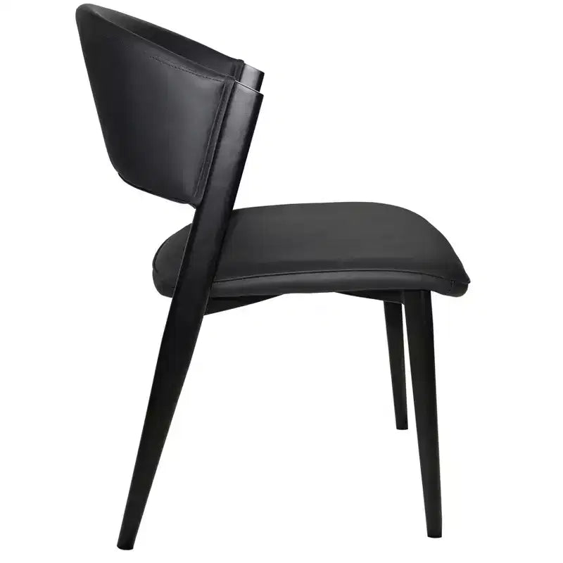 Upholstered Dining Chair in Leather Seats with Black Iron Frame and Legs, Modern Kitchen, Dining Room, Cafe Seating