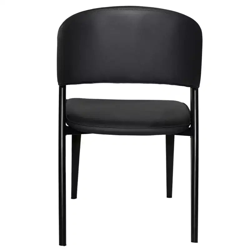 Upholstered Dining Chair in Leather Seats with Black Iron Frame and Legs, Modern Kitchen, Dining Room, Cafe Seating