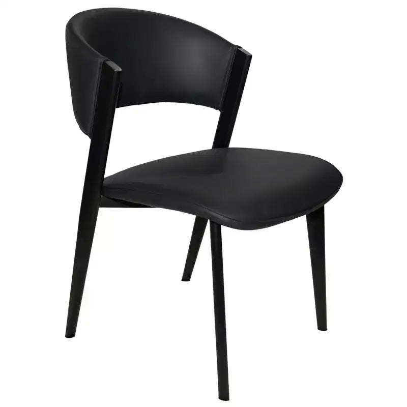 LeisureMod Aspen Series Upholstered Dining Chair in Leather Seats with Black Iron Frame and Legs, Modern Kitchen, Dining Room, Cafe Seating