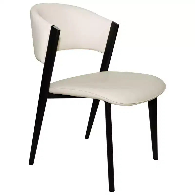 Upholstered Dining Chair in Leather Seats with Black Iron Frame and Legs, Modern Kitchen, Dining Room, Cafe Seating