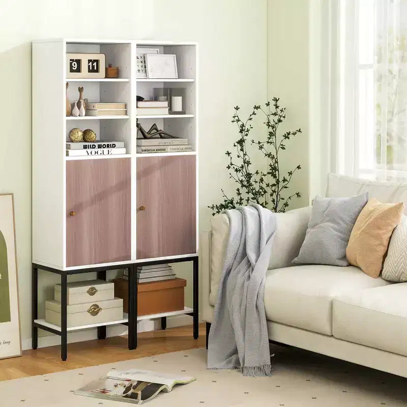 57" Bathroom Tall Cabinet with 1 Door and 4 Shelves Freestanding Floor Cabinet