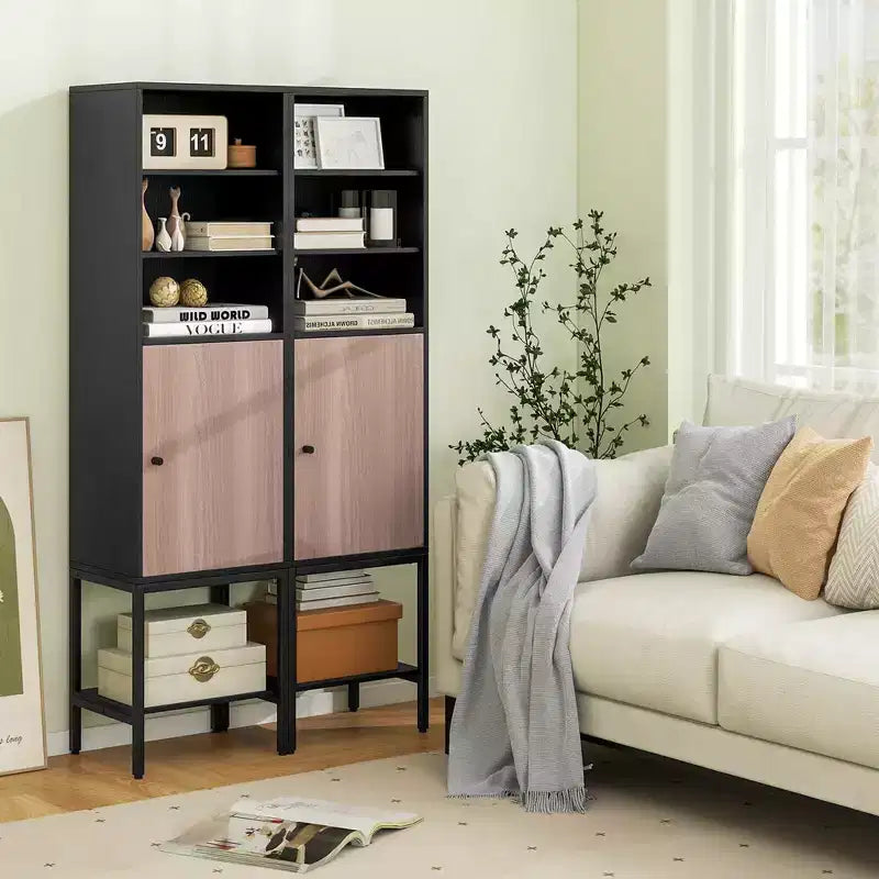 57" Bathroom Tall Cabinet with 1 Door and 4 Shelves Freestanding Floor Cabinet