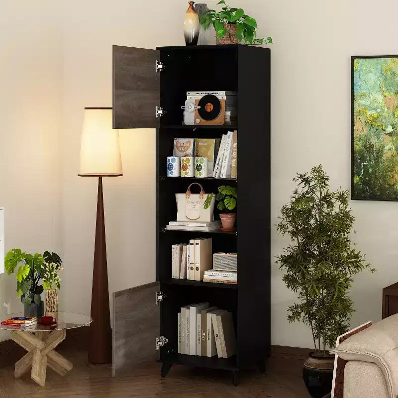 Vertical Storage Cabinet with Double-Door Design