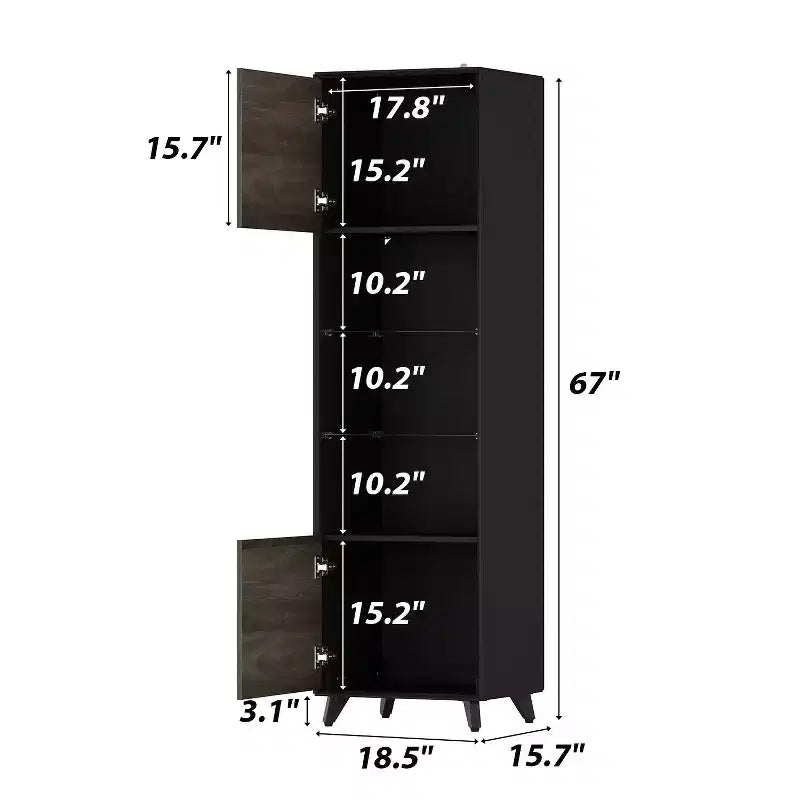 Vertical Storage Cabinet with Double-Door Design