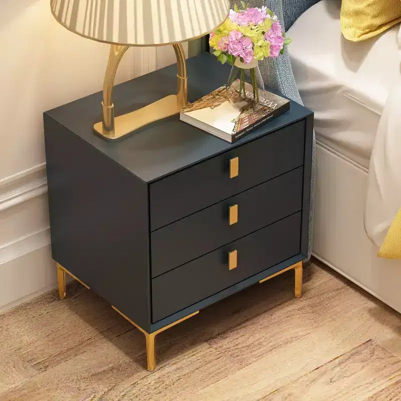 3 Drawer Nightstand with Metal Base - Bedside Dresser
