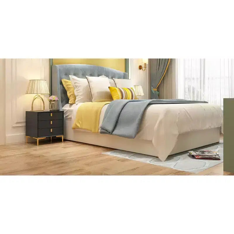 3 Drawer Nightstand with Metal Base - Bedside Dresser