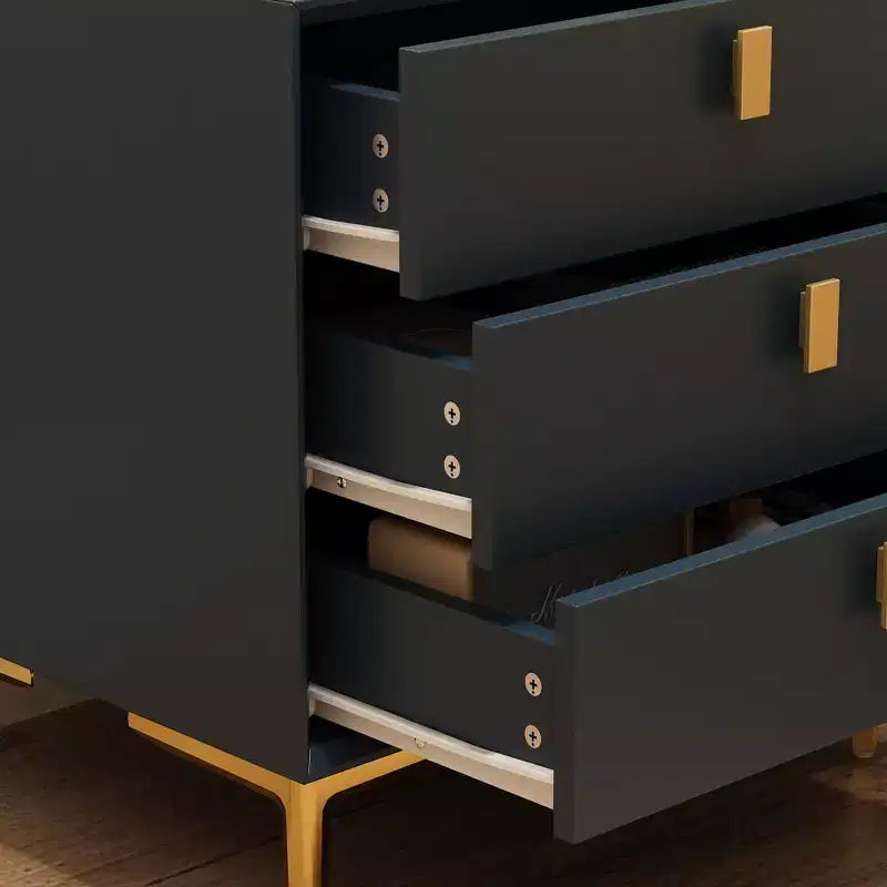 3 Drawer Nightstand with Metal Base - Bedside Dresser