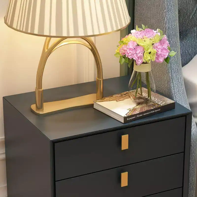3 Drawer Nightstand with Metal Base - Bedside Dresser