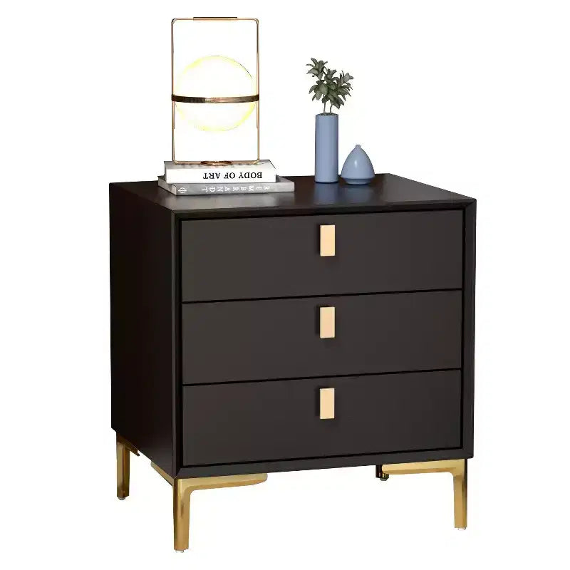 3 Drawer Nightstand with Metal Base - Bedside Dresser