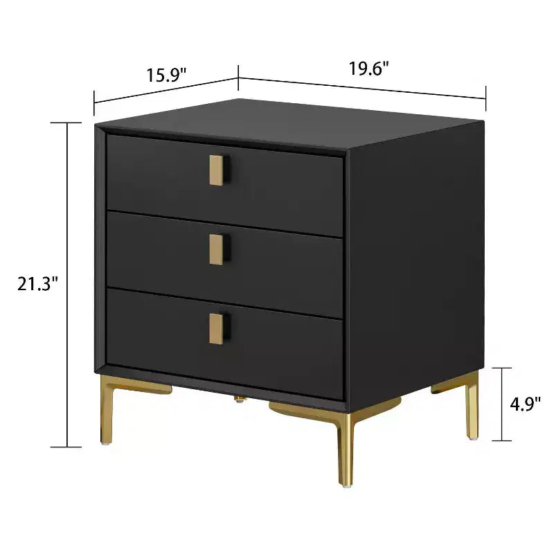 3 Drawer Nightstand with Metal Base - Bedside Dresser
