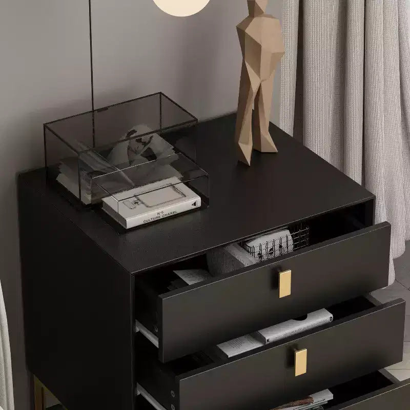 3 Drawer Nightstand with Metal Base - Bedside Dresser
