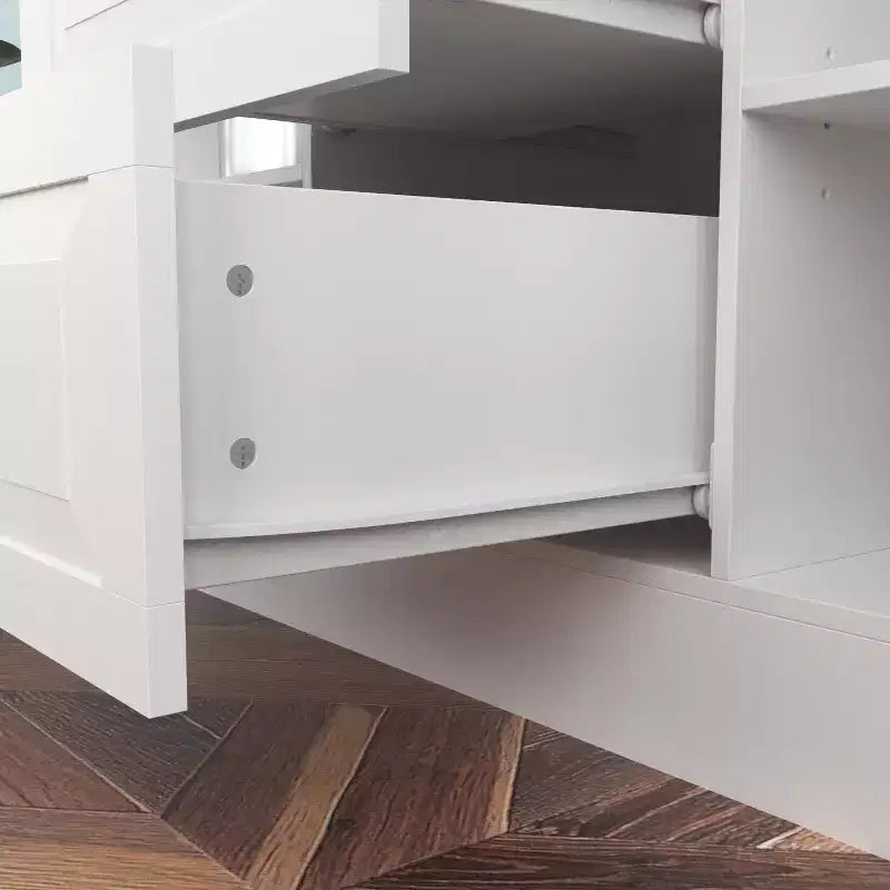 Wooden Pantry Cabinet with 3 Drawers, 13 Shelves, Cup and Bottle Holders