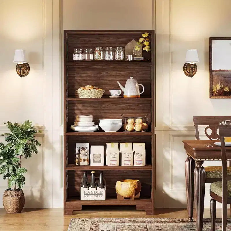 6-Tier Bookcase, 70.8" Tall Vintage Bookshelf, Freestanding Storage Display Rack for Home Office, Living Room, Bedroom