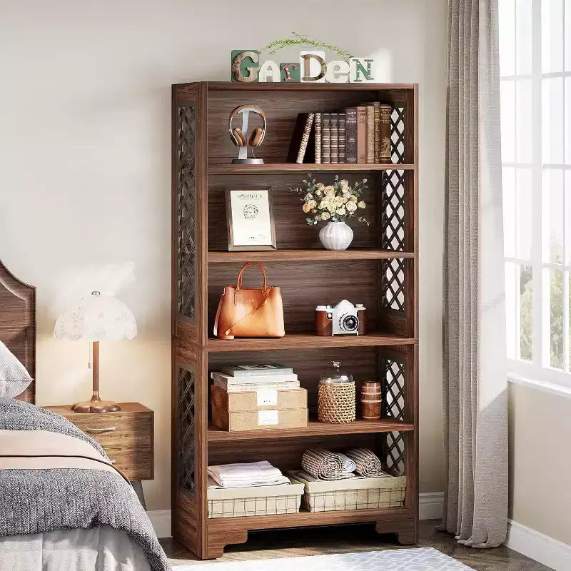6-Tier Bookcase, 70.8" Tall Vintage Bookshelf, Freestanding Storage Display Rack for Home Office, Living Room, Bedroom