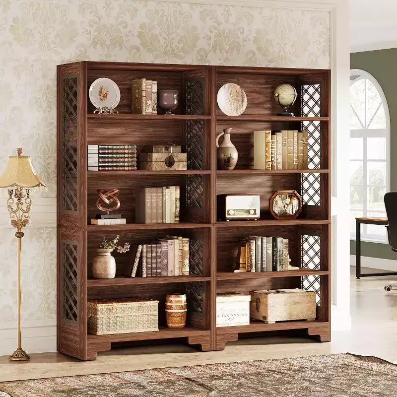 6-Tier Bookcase, 70.8" Tall Vintage Bookshelf, Freestanding Storage Display Rack for Home Office, Living Room, Bedroom